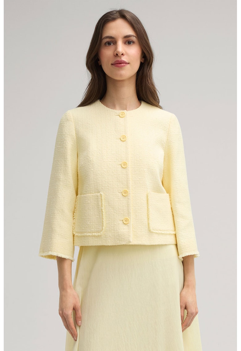 Oferte la Sacou crop cu buzunare frontale - Galben