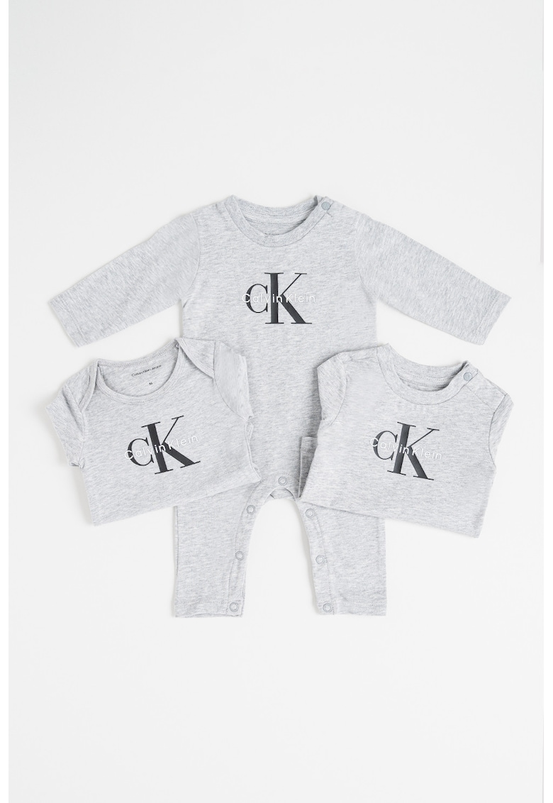 Oferte la Set de tricou si body-uri din amestec de bumbac - 3 piese - Gri melange