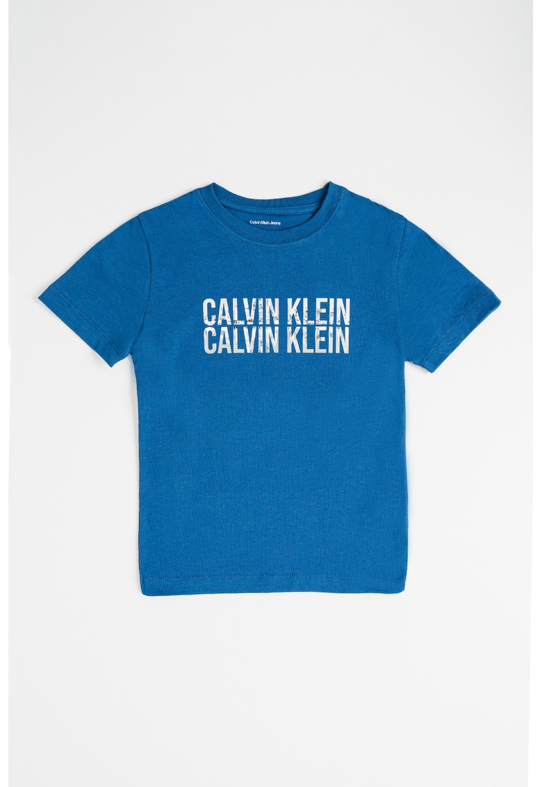 Oferte la Tricou din bumbac cu imprimeu logo - Verde/Albastru inchis