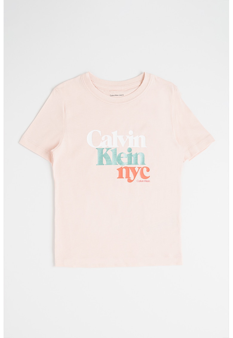 Oferte la Tricou regular fit cu imprimeu logo - Alb/Verde/Roz prafuit