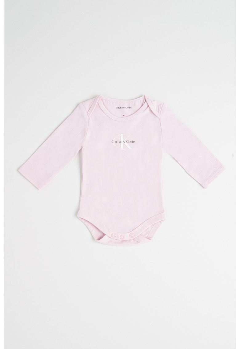Oferte la Body din amestec de bumbac cu logo - Roz pal
