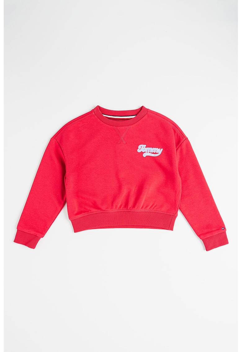 Oferte la Bluza de trening din bumbac organic cu logo - Roz zmeuriu