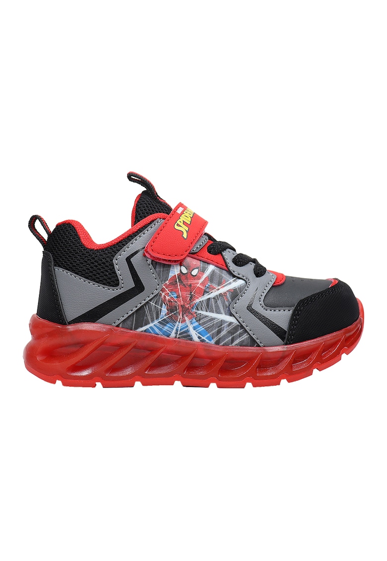 Oferte la Pantofi sport cu velcro si imprimeu Spiderman - Negru/Rosu vermillion/Gri inchis