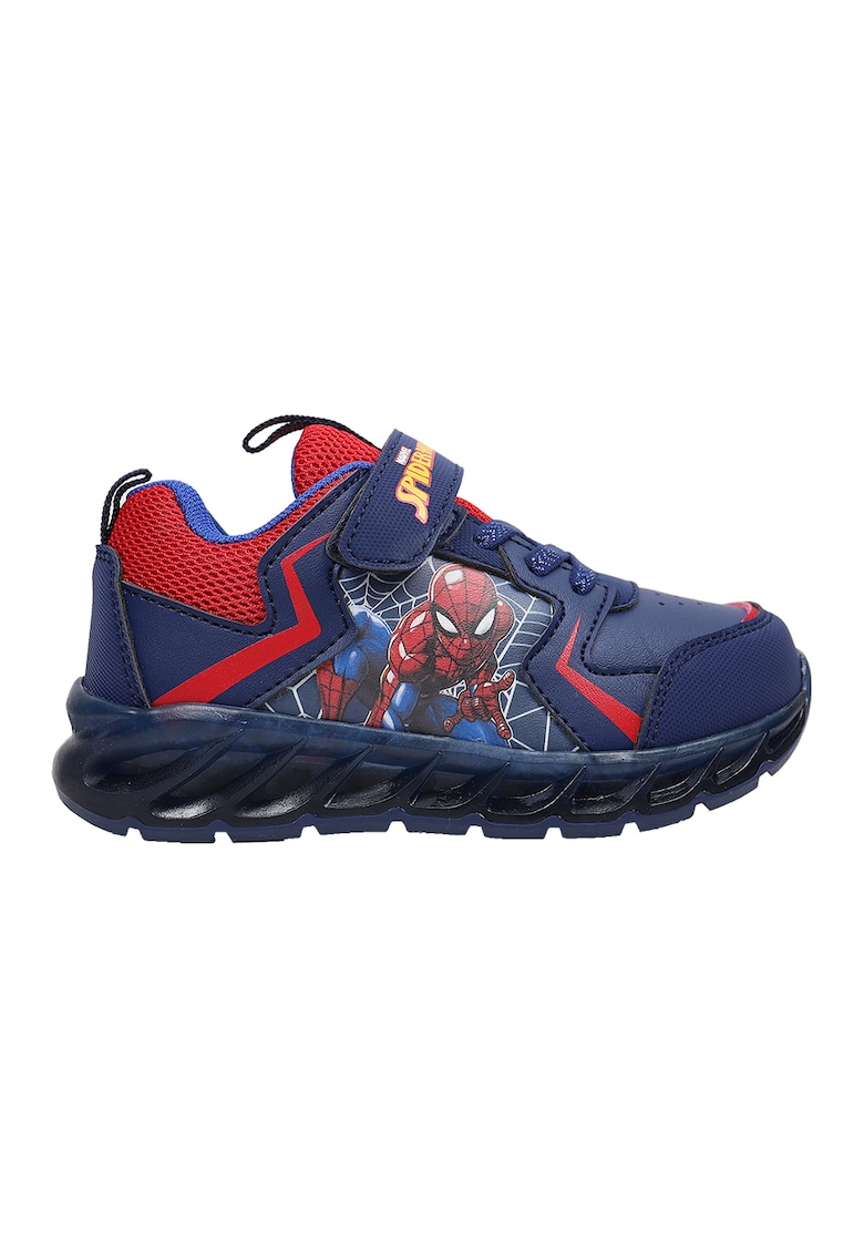 Oferte la Pantofi sport cu velcro si imprimeu Spiderman - Albastru inchis/Rosu vermillion