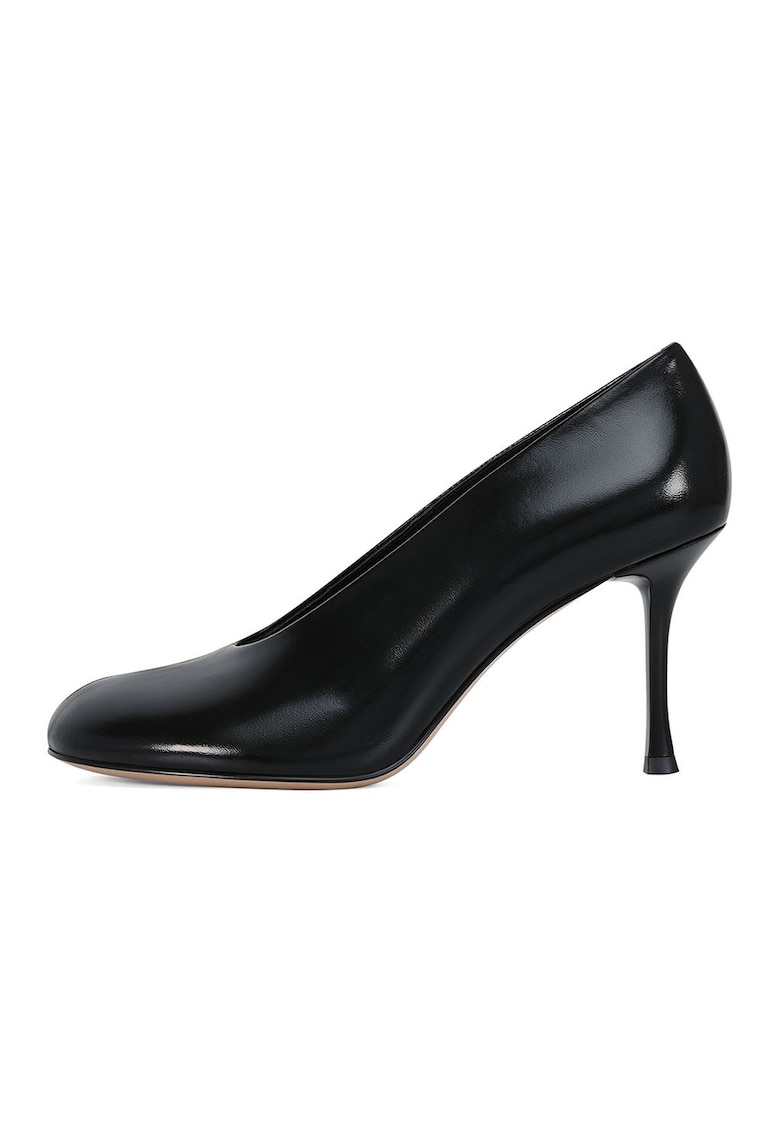 Oferte la Pantofi din piele cu varf rotund si toc stiletto - Negru