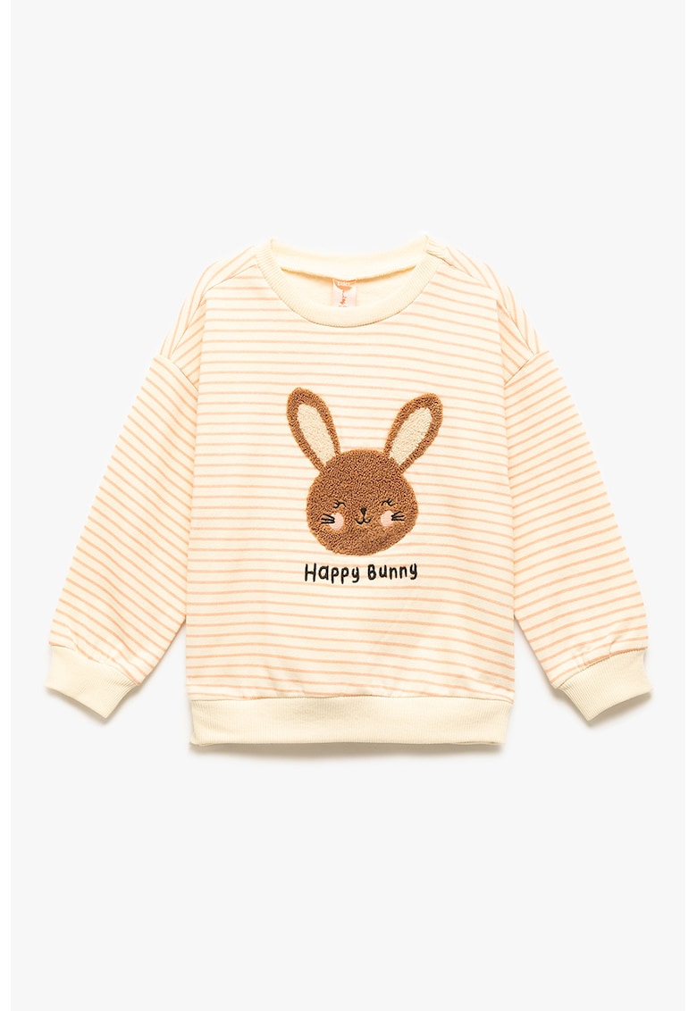 Oferte la Bluza de trening cu dungi si aplicatie cu iepuri - Maro/Bej deschis