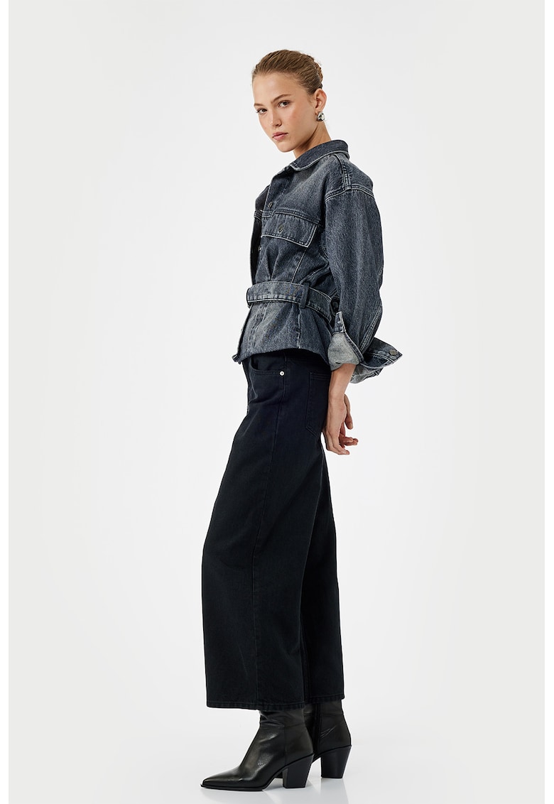 Oferte la Blugi crop cu croiala ampla - Negru