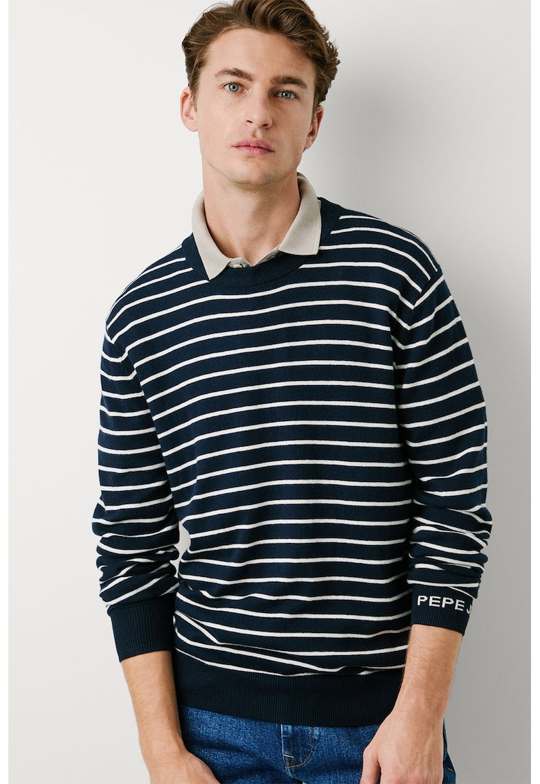 Oferte la Pulover regular fit cu dungi - Alb/Bleumarin