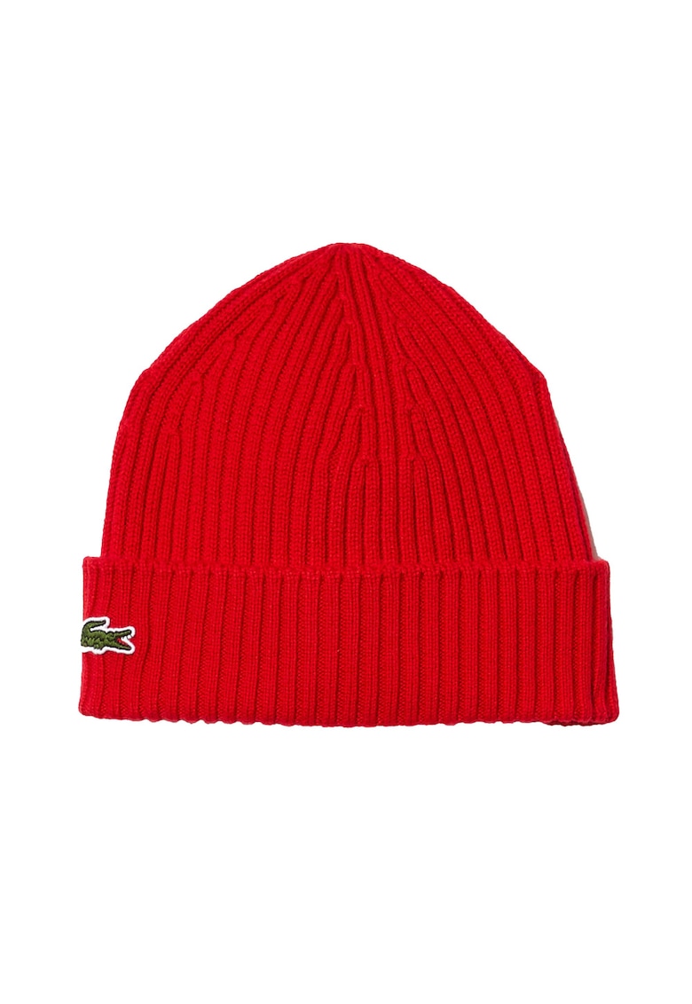 Oferte la Caciula unisex striata de lana - Rosu vermillion