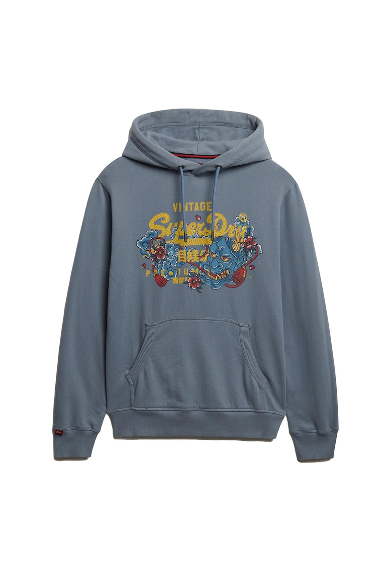 Oferte la SUPERDRY - Hanorac din amestec de bumbac cu model grafic - Albastru