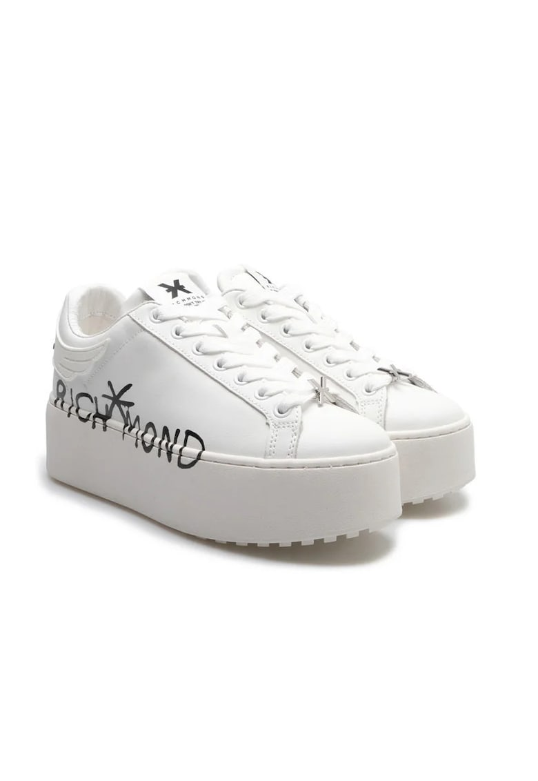 Oferte la Pantofi sport cu talpă înaltă și logo tip graffiti - Alb