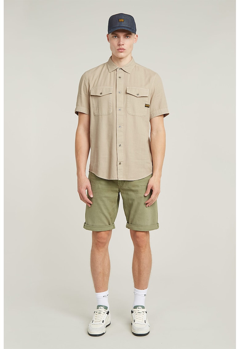 Oferte la Bermude de denim cu talie medie - Verde sparanghel
