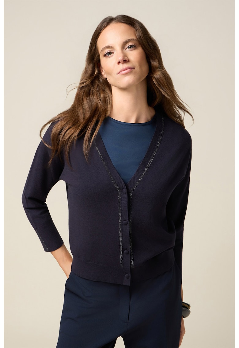 Oferte la Cardigan cambrat cu decolteu in V - Albastru ultramarin