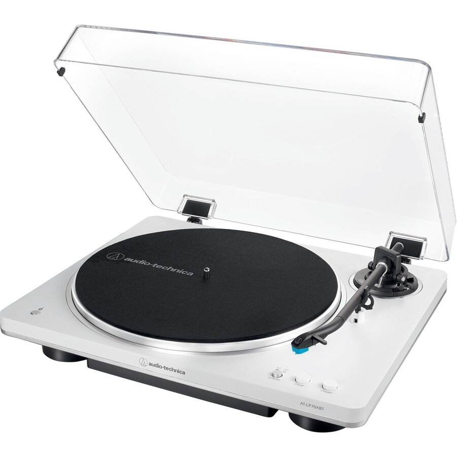 Oferte la Audio-Technica AT-LP70XBTWS, record player (white/silver, integrated phono preamplifier, Bluetooth, fully automatic, belt drive)