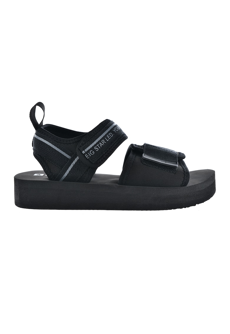 Oferte la Sandale cu talpa wedge si inchidere velcro - Negru