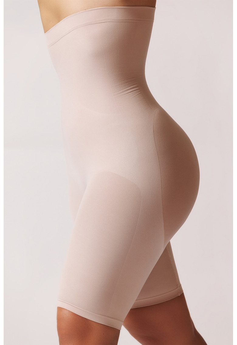 Oferte la Pantaloni scurti modelatori cu talie inalta - Bej