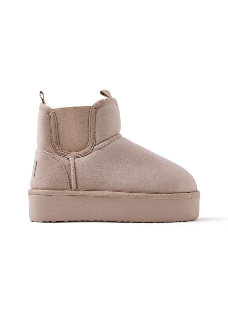 Oferte la Ghete flatform din material textil - fara inchidere - Bej inchis
