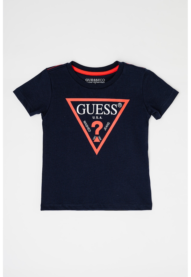 Oferte la Tricou cu decolteu la baza gatului si logo - Bleumarin