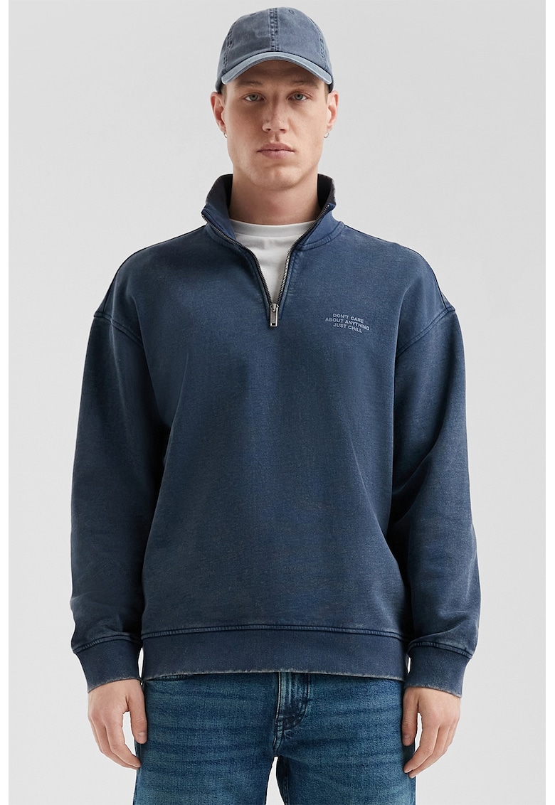 Oferte la Bluza de trening cu fenta cu fermoar - Albastru inchis