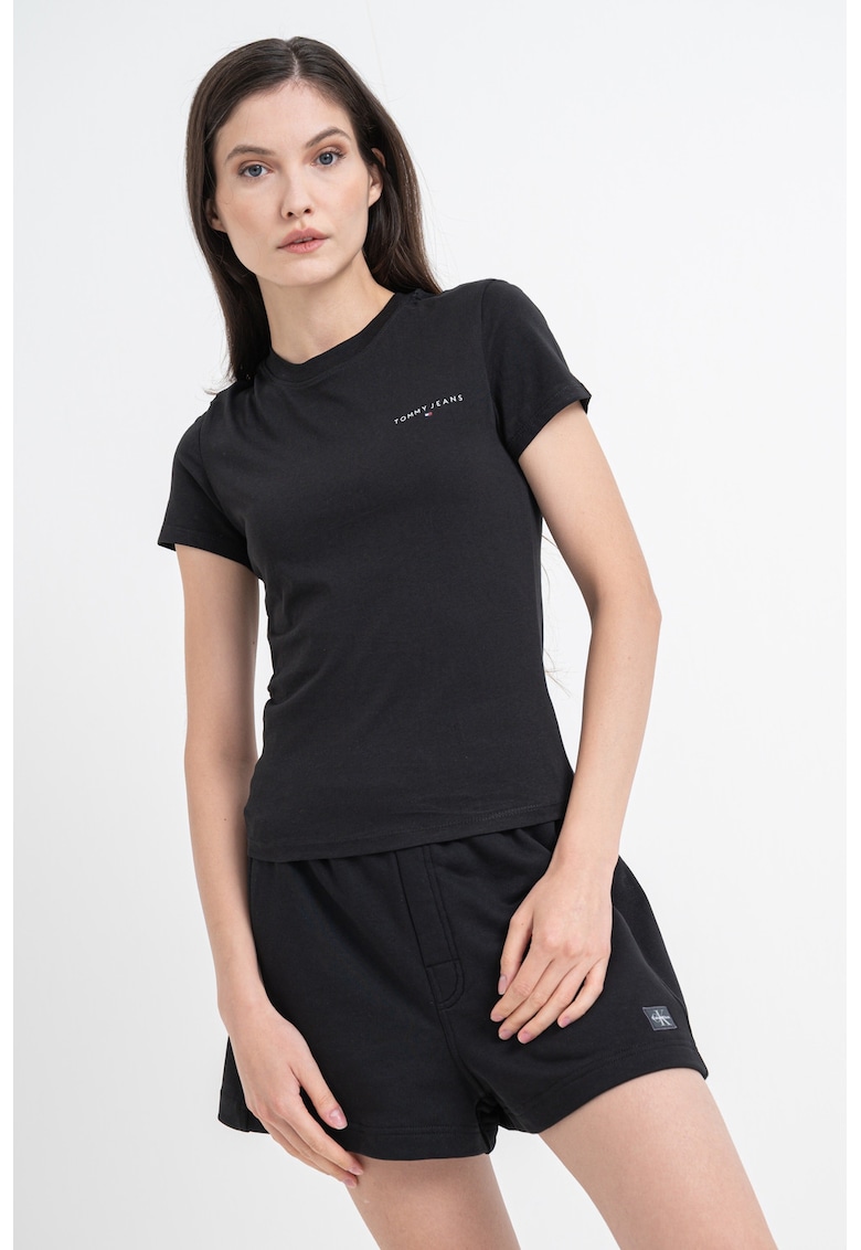 Oferte la Tricou slim fit cu decolteu la baza gatului - Albastru ultramarin