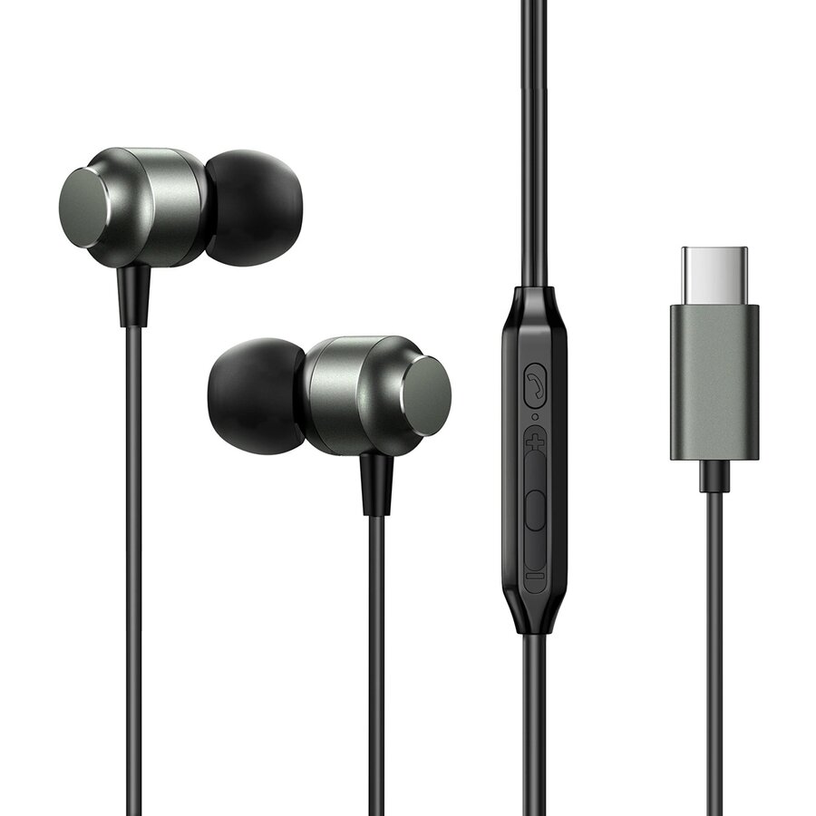 Oferte la Casti JR-EC06, In-ear, Control pe fir, USB-C, Lungime cablu 1.2m, Gri