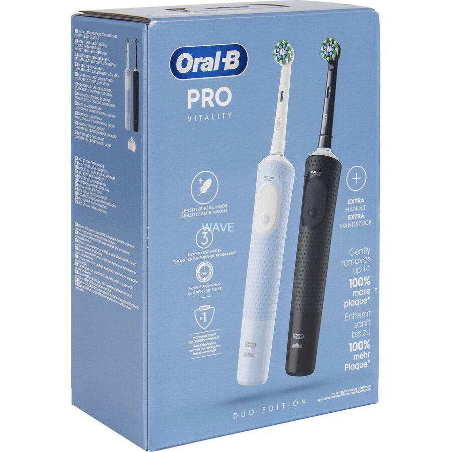 Oferte la Vitality Pro D103 Duo Electric Toothbrush Black/Blue, Black/Blue, incl. 2nd Handle