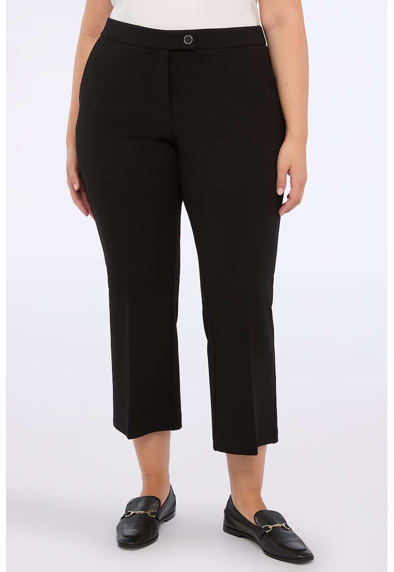 Oferte la Pantaloni crop cu talie inalta - Negru