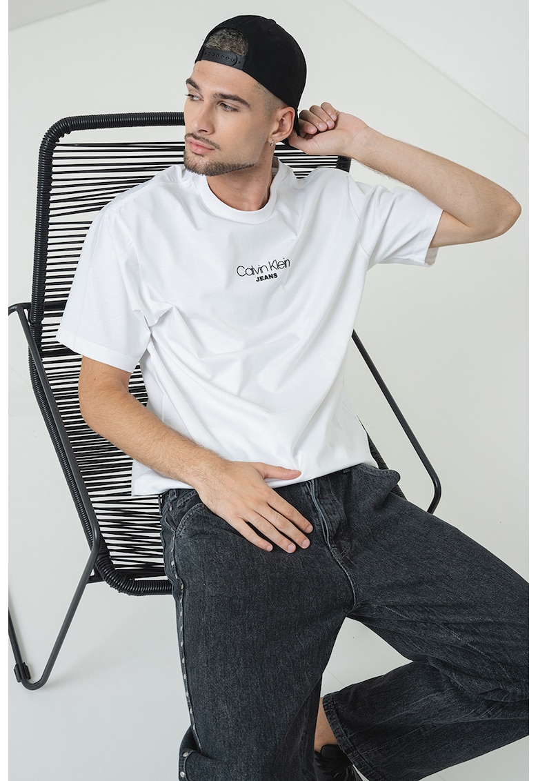 Oferte la Tricou lejer cu imprimeu logo - Negru/Alb optic