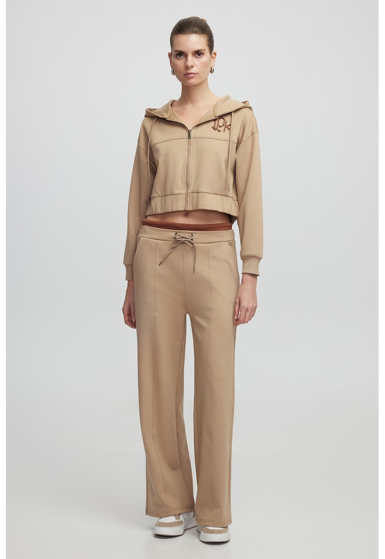 Oferte la Pantaloni cu croiala ampla si snur - Maro nisip