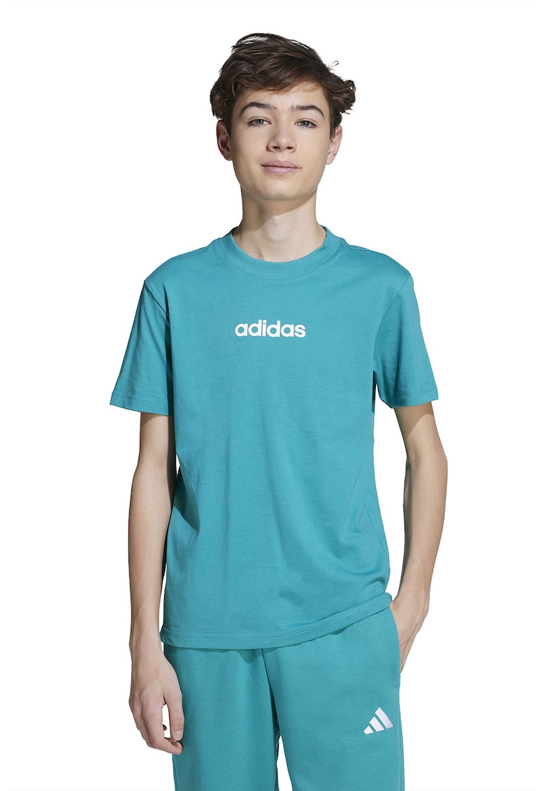 Oferte la Tricou cu decolteu la baza gatului si logo pe piept - Turcoaz