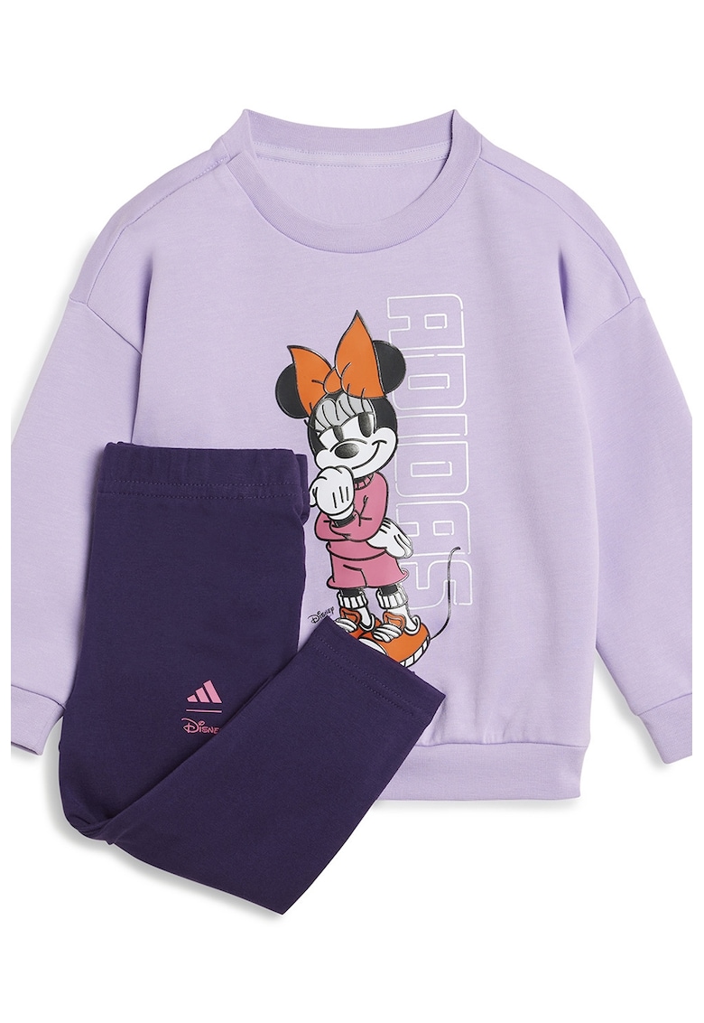 Oferte la Trening din amestec de bumbac cu logo si imprimeu Minnie Mouse - Portocaliu stins/Lila/Alb optic
