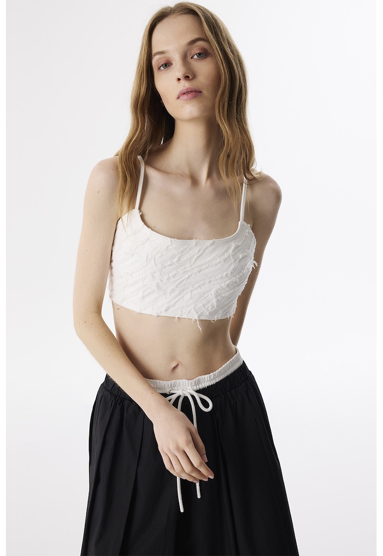 Oferte la Top crop cu fermoar - Alb