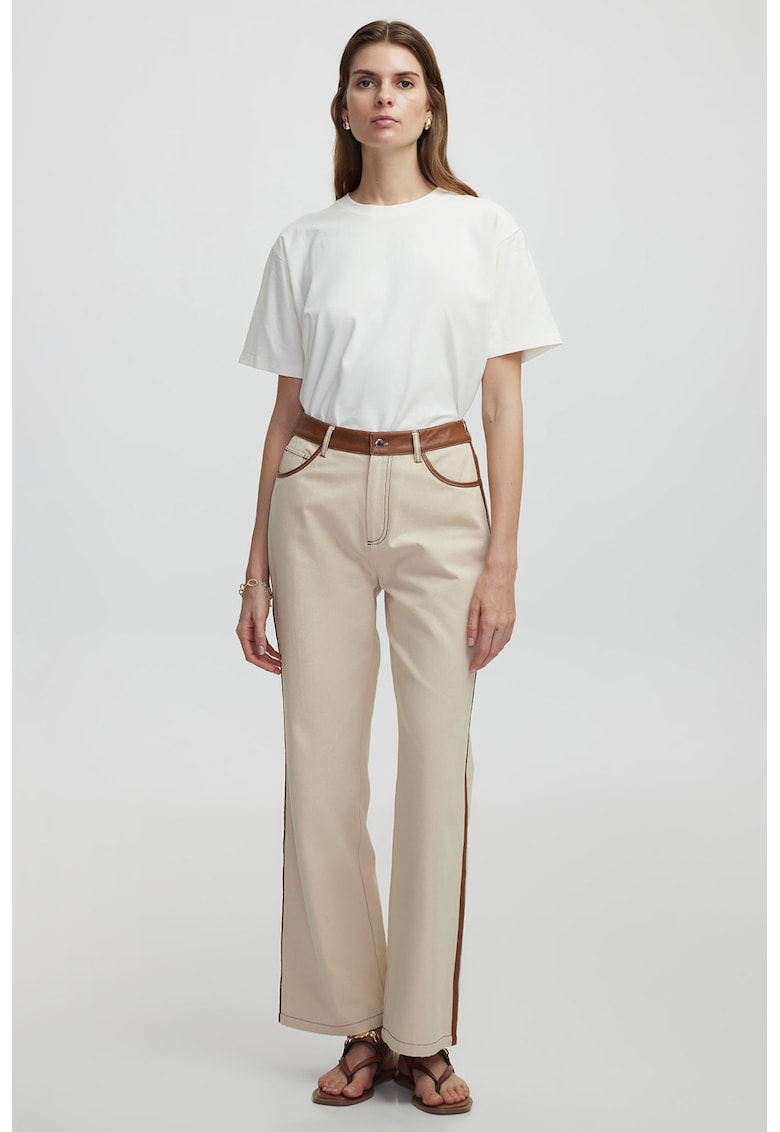 Oferte la Pantaloni drepti cu buzunare - Maro/Bej