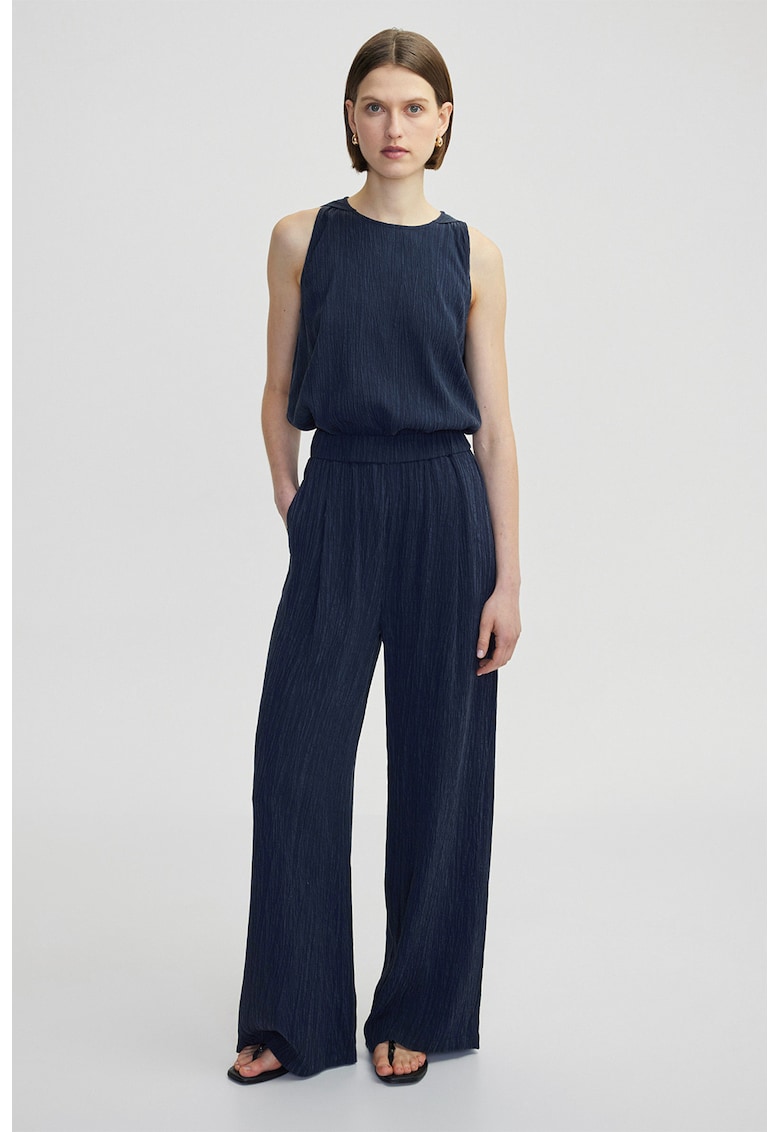 Oferte la Pantaloni din amestec de lyocell si talie elastica - Bleumarin