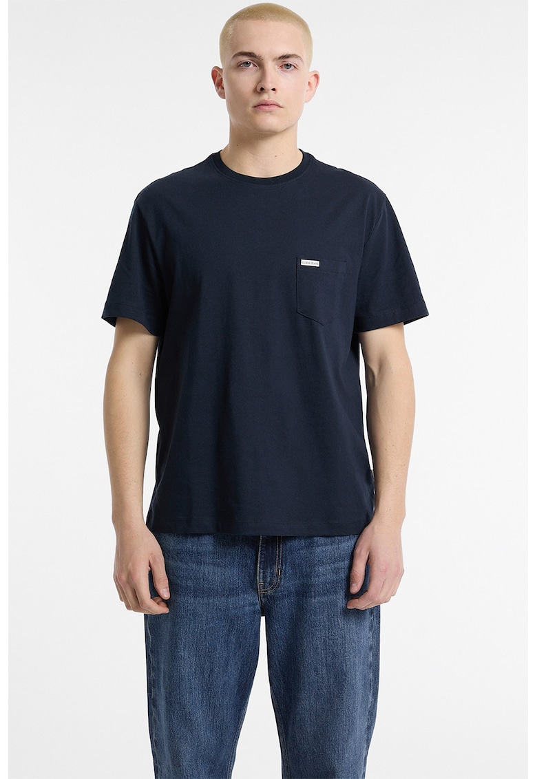 Oferte la Tricou din bumbac cu buzunar pe piept - Albastru ultramarin