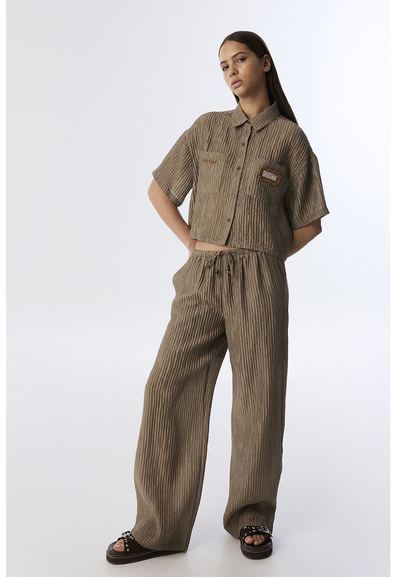 Oferte la Pantaloni din amestec de lyocell cu croiala ampla - Maro taupe deschis