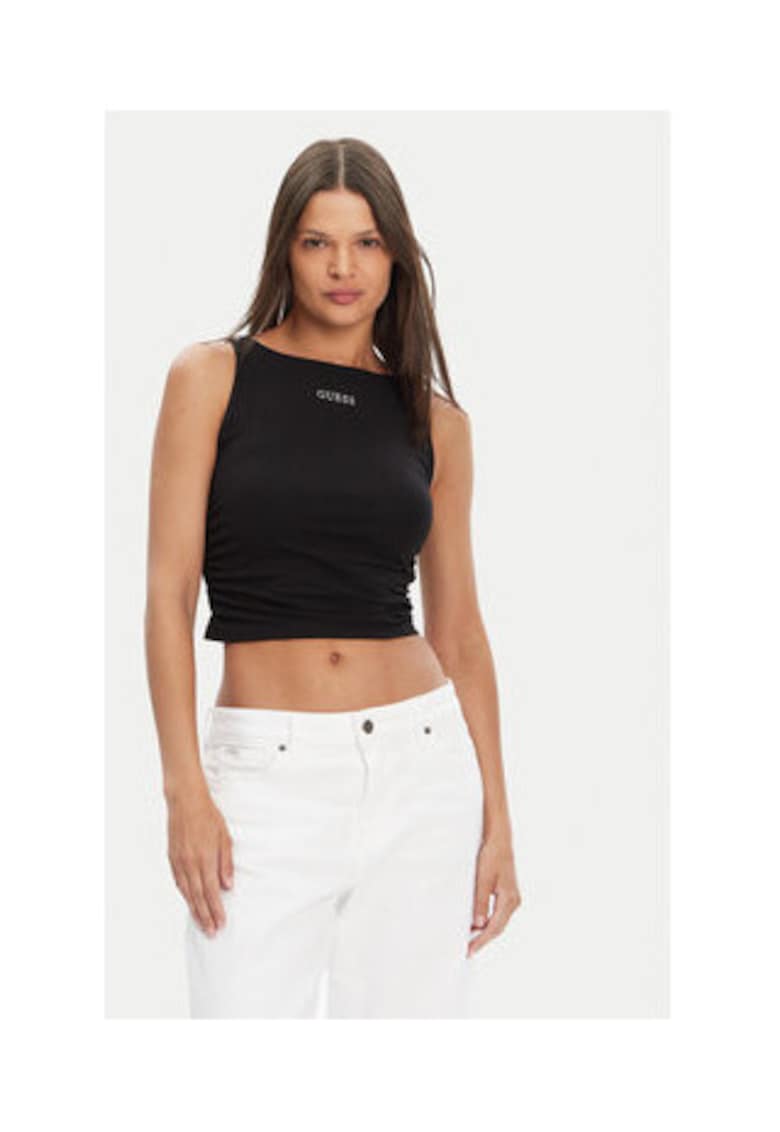 Oferte la Top scurt din amestec de bumbac cu logo discret -