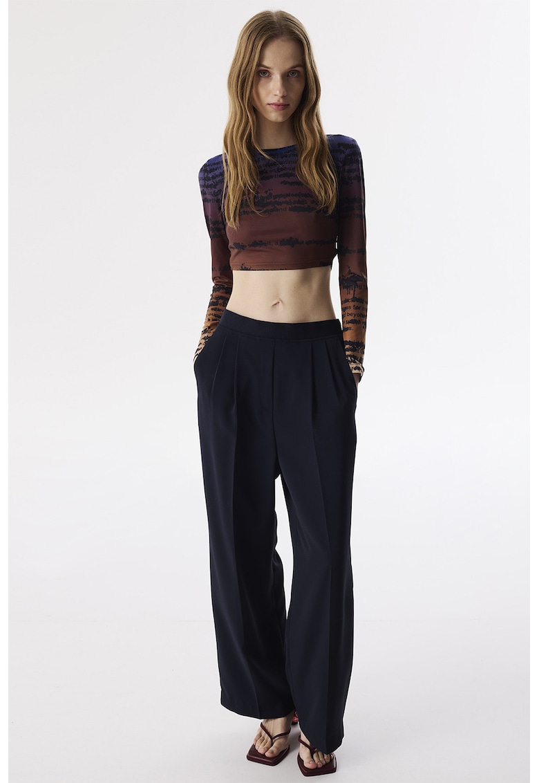 Oferte la Pantaloni cu pliuri si croiala ampla - Albastru ultramarin