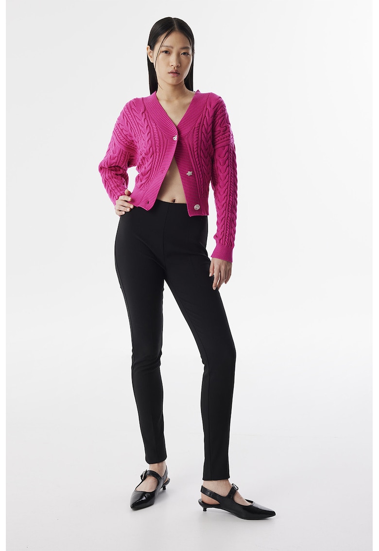 Oferte la Pantaloni skinny cu talie inalta - Negru