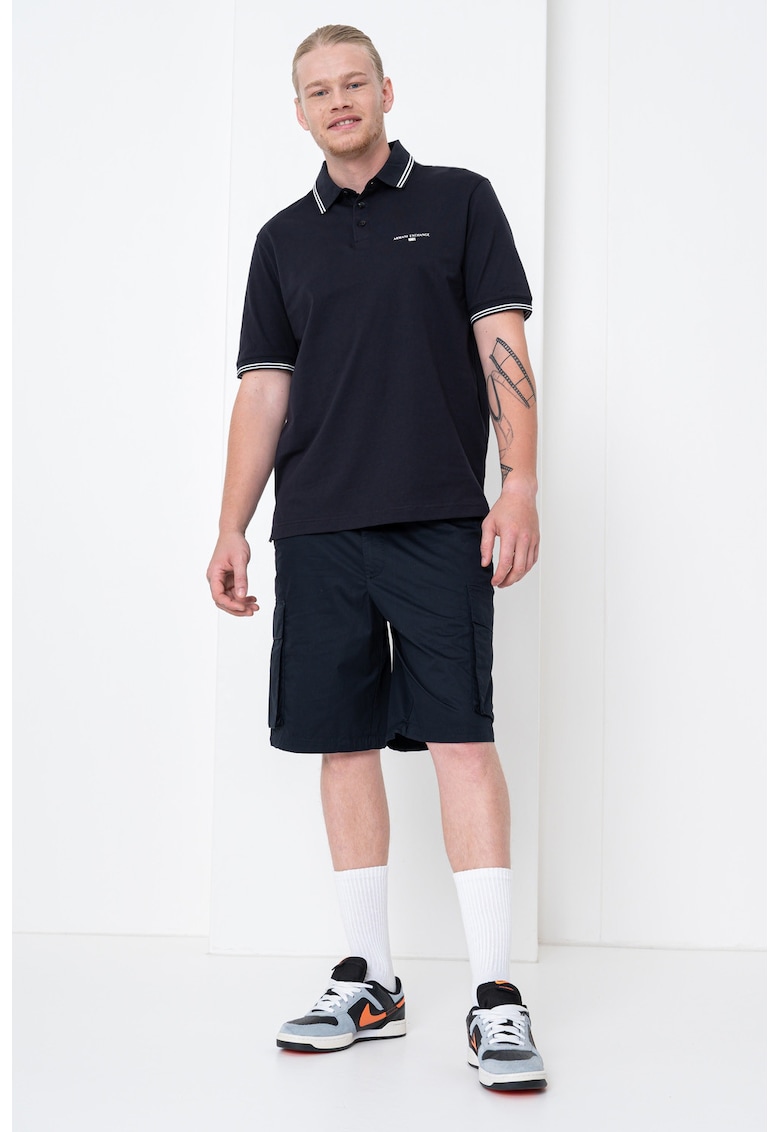 Oferte la Tricou polo cu benzi contrastante - Bleumarin