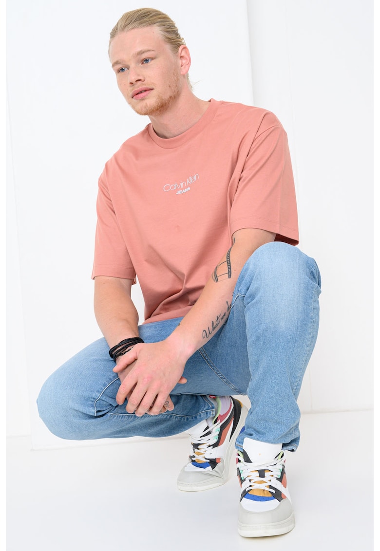Oferte la Tricou lejer cu imprimeu logo - Roz somon