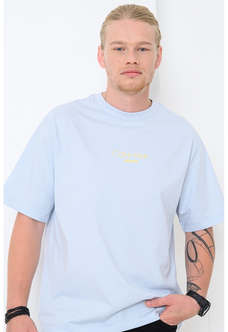 Oferte la Tricou lejer cu imprimeu logo - Albastru pal