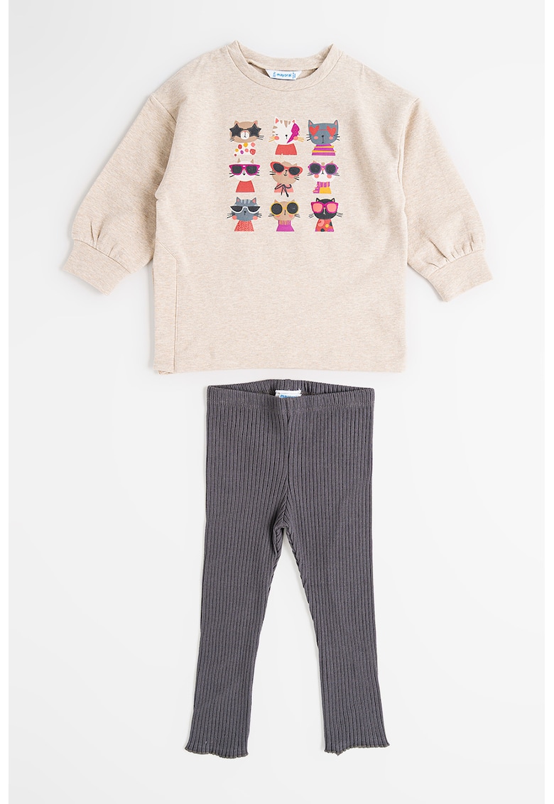 Oferte la Set de bluza de trening si colanti - 2 piese - Gri/Maro taupe deschis