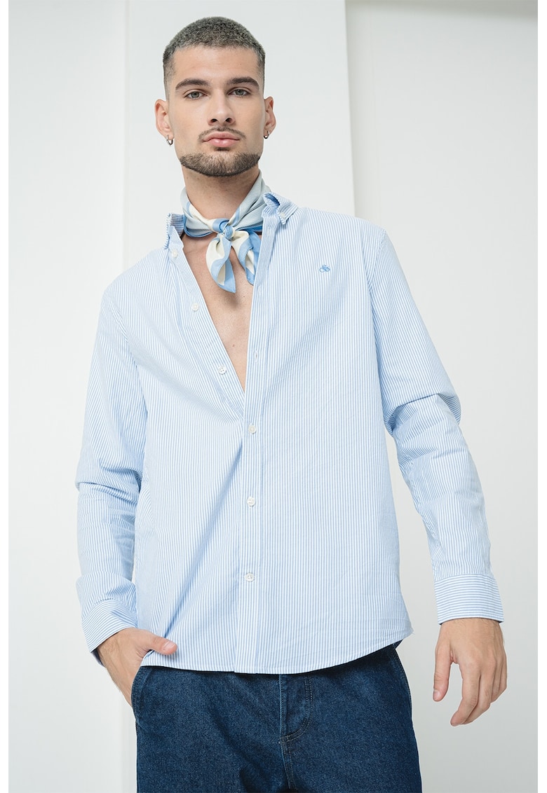 Oferte la Camasa oxford din bumbac cu dungi - Alb/Albastru deschis
