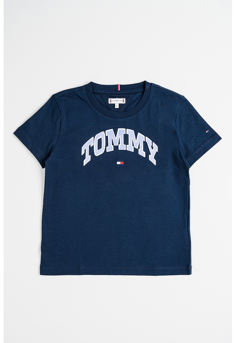 Oferte la Tricou cu logo si decolteu la baza gatului - Albastru ultramarin