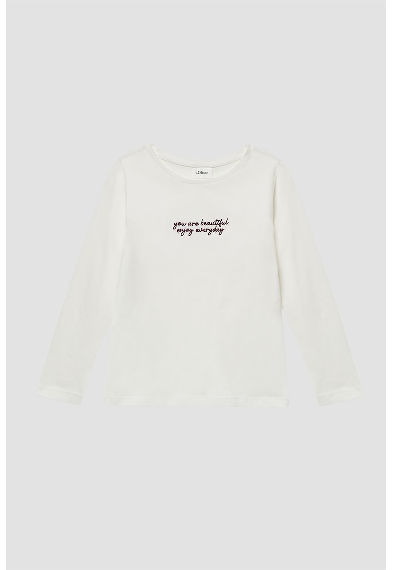 Oferte la Bluza cu mesaj text brodat - Alb murdar