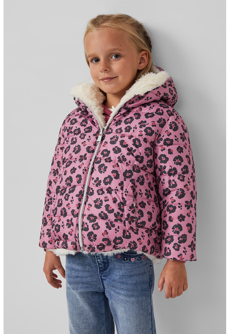 Oferte la Geaca reversibila cu design floral - Alb fildes/Roz deschis/Gri antracit
