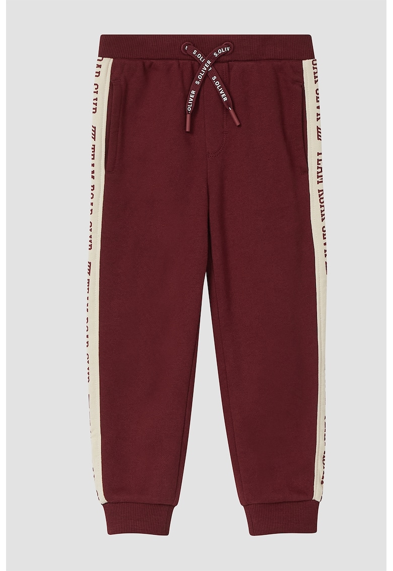 Oferte la Pantaloni de trening cu segmente contrastante laterale - Visiniu/Bej deschis