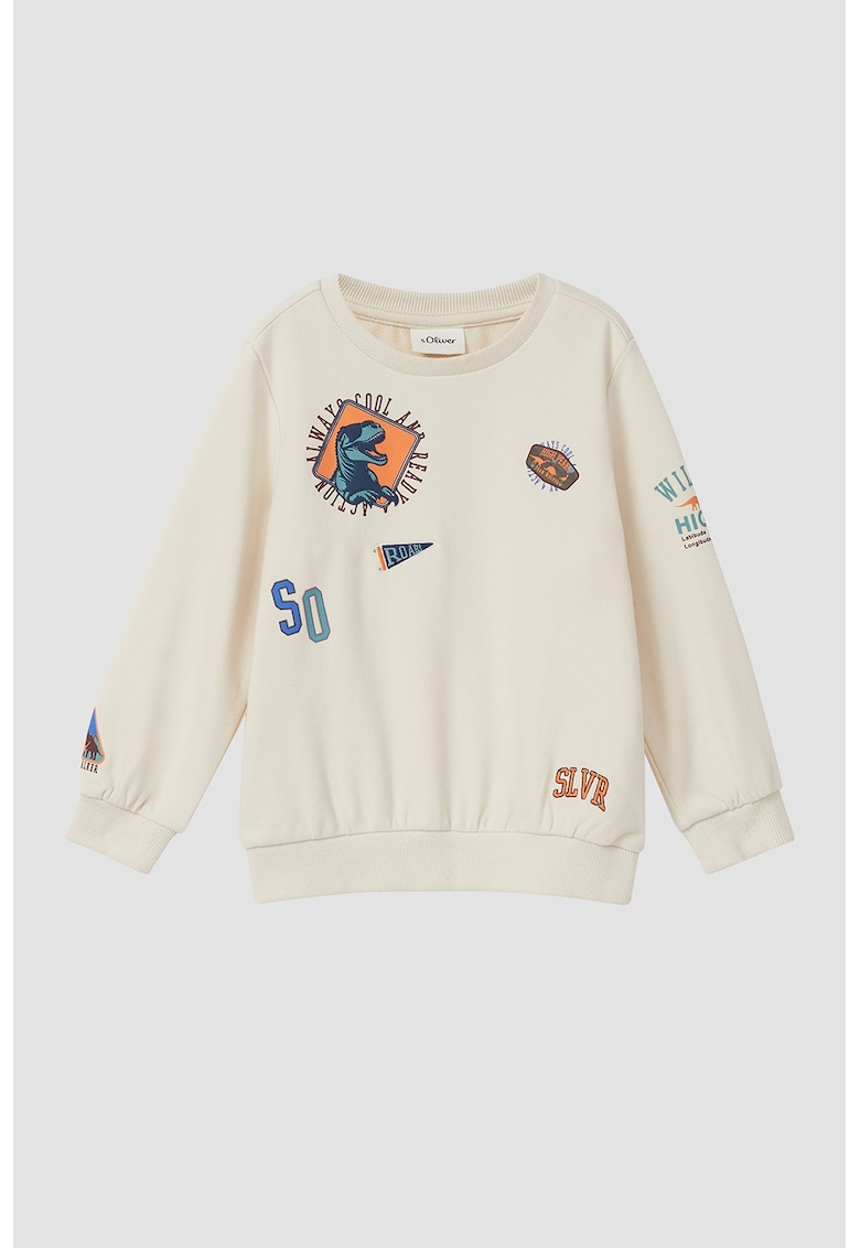 Oferte la Bluza de trening cu aplicatii grafice - Bej deschis