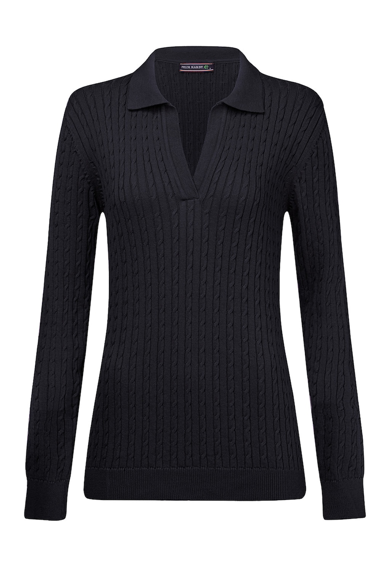 Oferte la Pulover slim-fit cu model torsade - Albastru ultramarin
